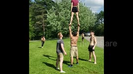 Back flip through hand to hand fail