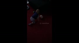 Ronnie Walking for the 1st time and kicking a ball at age 2 and 2 months whilst his baby brother was in hospital aged 2 days!!