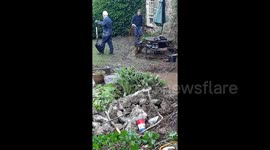 Aftermath footage shows extent of damage left by floods in Fremington, North Yorkshire