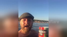Yorkshireman skinny dips while drinking Yorkshire Tea