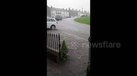 Newsflare Edit - North Yorkshire sees rapid floodwater sweep across roads after heavy downpours