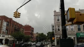 A glimpse at New York City during an intense thunderstorm