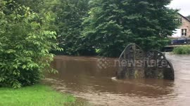 Buxton’s River Wye turns pathways into a river after being hit by severe flooding