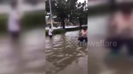 Typhoon Wipha brings strong rainstorms and floods to southern China's Haikou