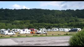 Large Gypsy Traveller camp moves into Cromford Meadow next to UNESCO World Heritage Site, Matlock, Derbyshire, UK