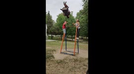 Moldovan kids start a 'revolution' in the playground by spinning fully on swing