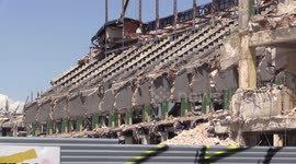 Atletico Madrid's former stadium's skeleton revealed after demolition works continue
