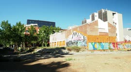 Graffiti sprayed wall in the poblenou neighbourhood of barcelona, spain