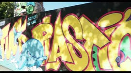 Graffiti sprayed wall in the poblenou neighbourhood of barcelona, spain