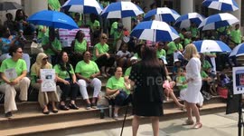 Breast-feeding demonstrators turn out for women's rights in Manhattan city hall