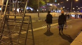 Protestors block main road in Kowloon, Hong Kong