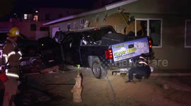Residents evacuated after pick-up truck slams into California home