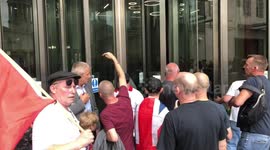 Furious Tommy Robinson supporters try to get into BBC