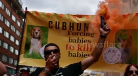 Hundred of animal rights activists join march against fox hunting