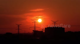 Fireball red sunset in Markham just north of Toronto as the warm summer weather continues here in Canada