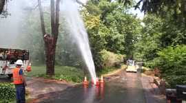 Geyser Caused by Water Main Break
