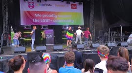 A dancer in the crowd at Leeds Pride is asked to go on stage then gets booted off by organisers.