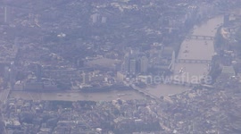 View on London city centre from British Airways flight off from Heathrow