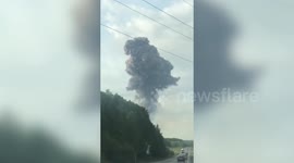 Eyewitness video captures moment Russian arms depot explodes