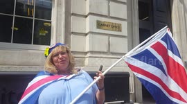Anti-Brexit protester outside Cabinet Office in London.