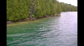 Lke Huron and Georgian Bay at the tip of Tobermory,  Ontario