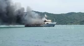 Fire crews battle blaze on luxury superyacht moored on Thai island