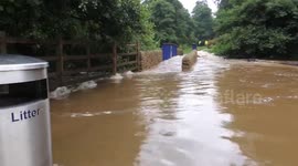 Flooding at Memorial Park near Whaley Bridge dam