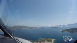 Pilots view of a challenging Landing in Skiathos, Greece