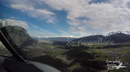 Pilots view of a windy and turbulent landing into Innsbruck, Austria