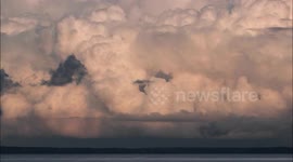 Stunning Time Lapse Sequence of Big Thunderstorm Updraughts Over Lough Neagh