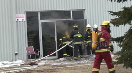 Big structure fire, firefighter in canada