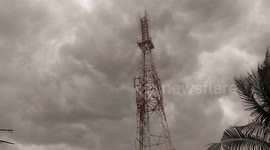 black clouds and strong winds