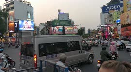 Crazy traffic in a square in Ho Chi Minh City (Saigon), Vietnam