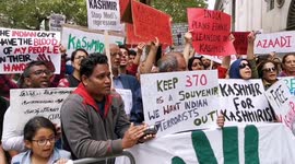 Kashmiris protest India terrorists and Indian army occupation revoke article 370