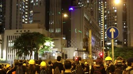 Anti Extradition Protest, Hong Kong 10th August 2019. Protesters pointing laser pens at Kwun Tong Police Station
