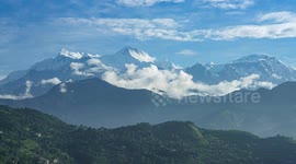 Beautiful Time Lapse of Clouds Rolling Over the Annapurna Mountain Range in Nepal