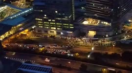 Tail-end of march sees dangerous roadcrossing with blocked, oncoming traffic