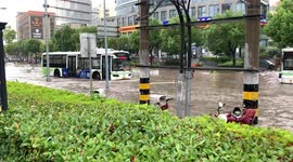 Flooding in Shanghai after Typhoon Lekima in August 2019