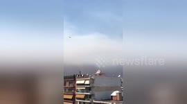 Smoke rises from huge wildfire raging on Greek island Evia