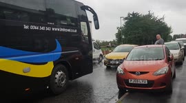 Foul-mouthed UK motorist and coach driver have an intense standoff when both refuse to move