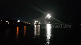 Brittany ferry arrives when the British fireworks competition was in progress