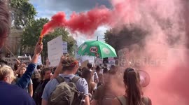 Angry London vegans march from Trafalgar Square to Westminster