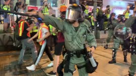Hong Kong riot police violently shove UK journalist filming latest protests