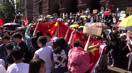 Toronto police called into as pro China protesters surround people peacefully demonstrating in solidarity with those in Hong Kong trying to save democracy
