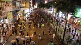 Protesters continue their unauthorised march through the streets of Wanchai