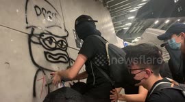 Hong Kong protesters spray-paint Pepe the Frog meme on wall