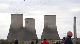 Iconic cooling towers at Didcot Power station in UK demolished in just 10 seconds