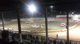 Tragic moment car ploughs into crowd killing one woman at demolition derby in Montana