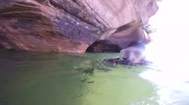Underwater Cave Snorkelers