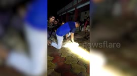 Crocodile rescuers surprised when massive reptile lashes out during recovery